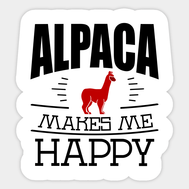 Alpaca Makes Me Happy Funny Alpaca Quote Design Sticker by MrPink017